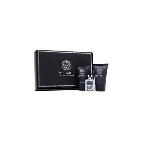 Versace pour Homme Set: Eau de Toilette 50ml Spray + Aftershave Balm 50ml + Shower Gel 50ml